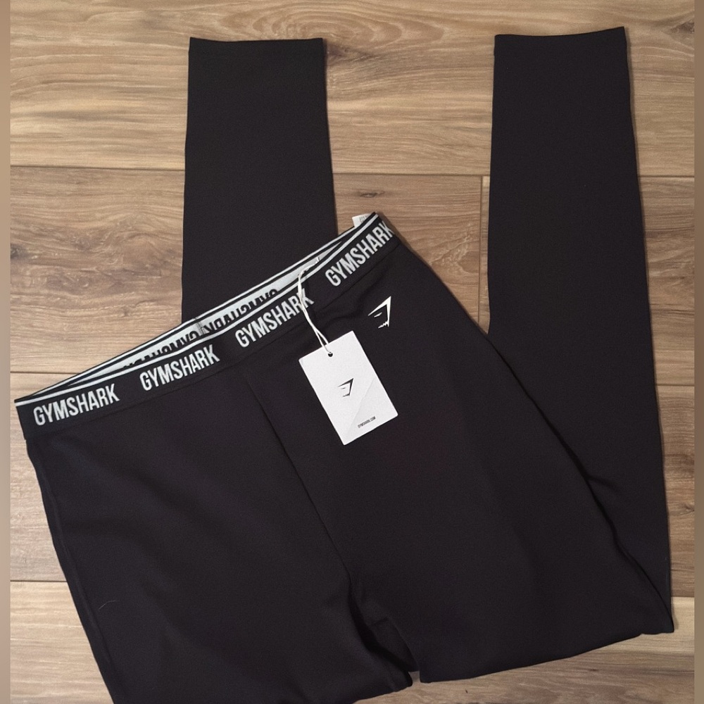 NWT GYM-SHARK EVERYDAY GYMSHARK WAISTBAND LEGGINGS - BLACK - Picture 3 of 7
